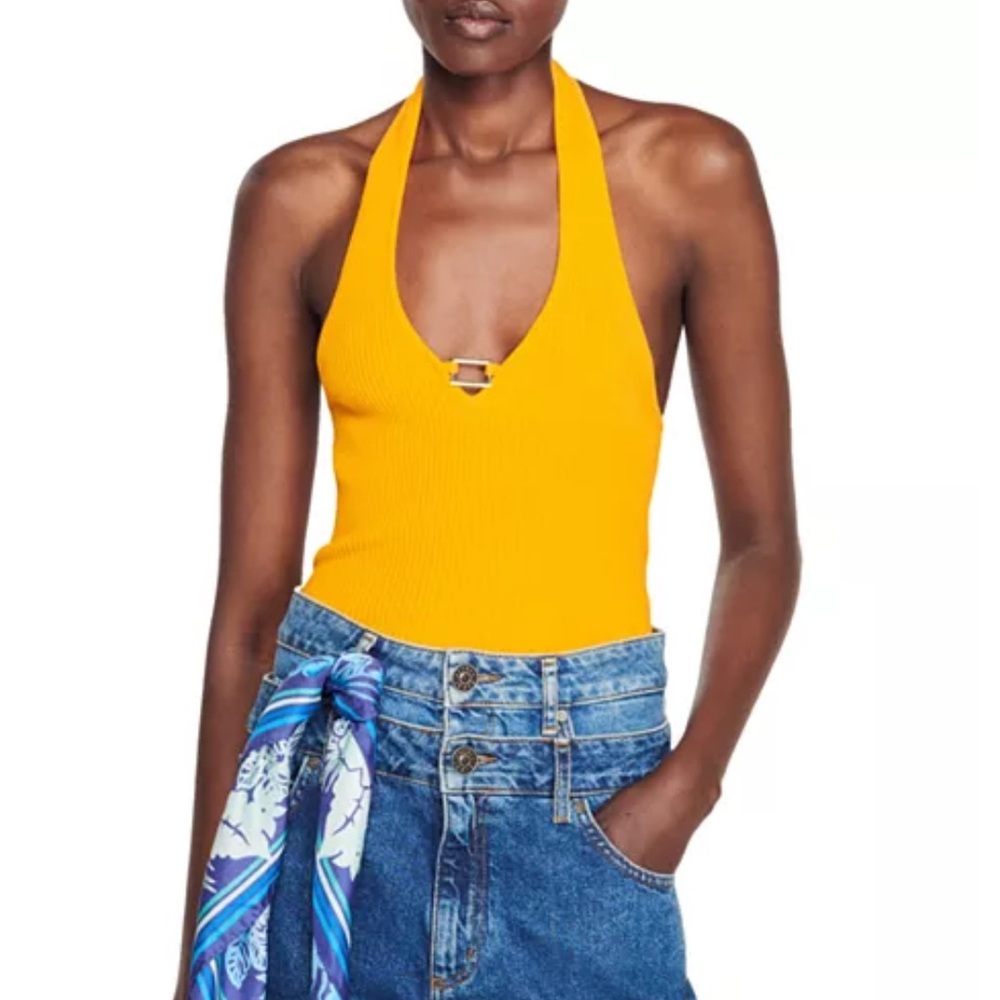 SANDRO Donatien Ribbed Halter Tank - Picture 2 of 8